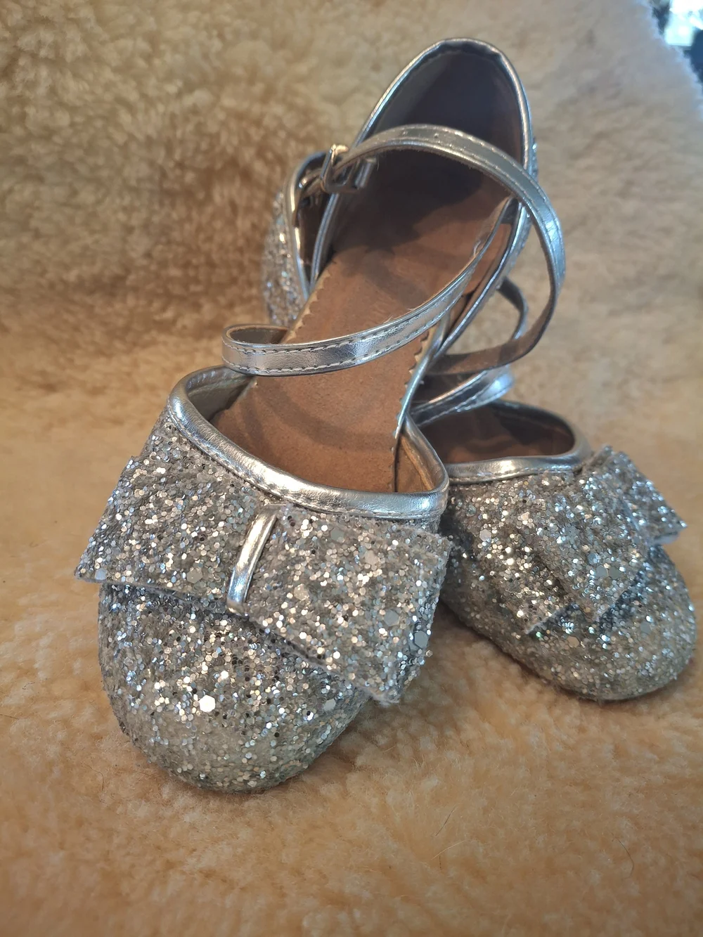 Sparkle Bow Mary Jane Dress Shoes for Girls - Silver